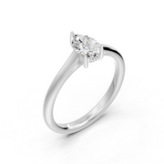 Bague de fiançailles diamant naturel poire 1.00 carat or blanc 14 carats Amalia